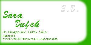 sara dufek business card